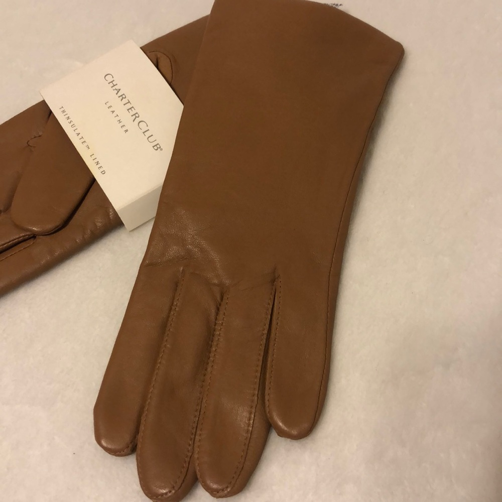 Charter Club Women Leather Gloves Almond - Picture 3 of 9